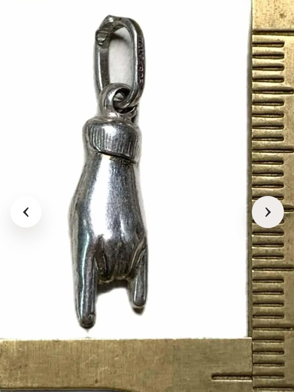 Sterling Silver Hand Charm Pendant - Sterling Silver, Vintage 80s